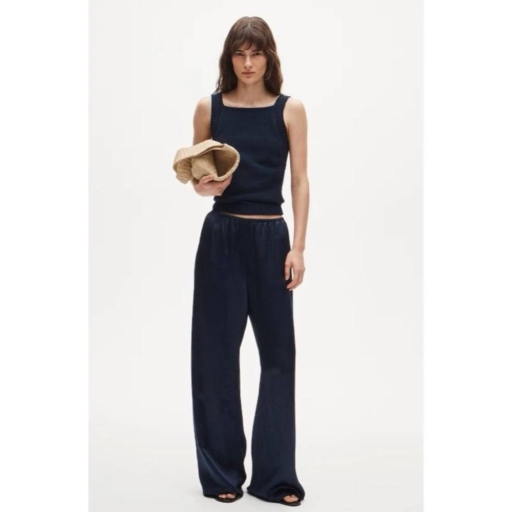 J. Crew Cosmo pant in luster charmeuse Pull-On Womens XXL Navy NWT $158 CN714